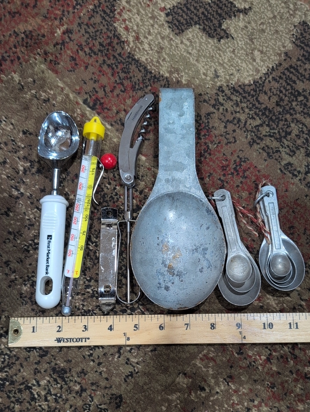 Metal Scoop, 2 Measuring Spoon Sets, Spoon Rest, Bottle Open,Peeler, Thermometer